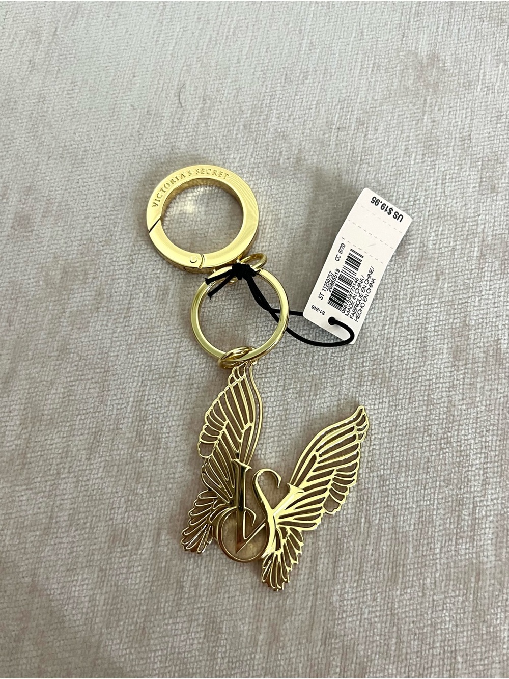 Victoria's Secret Gold Winged V Logo Keyring